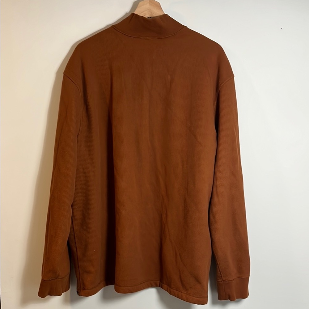 Eddie Bauer Men’s Rust Orange Long  Sleeve 1/4 Button Crewneck Sweater - Picture 5 of 6